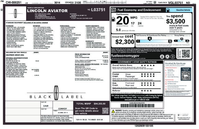 2027 Lincoln Aviator Black Label Premium