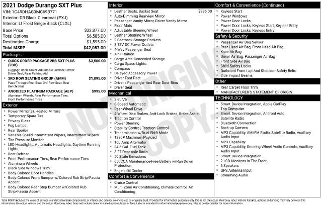 2021 Dodge Durango SXT Plus