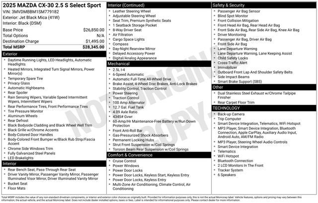 2025 Mazda Mazda CX-30 2.5 S Select Sport