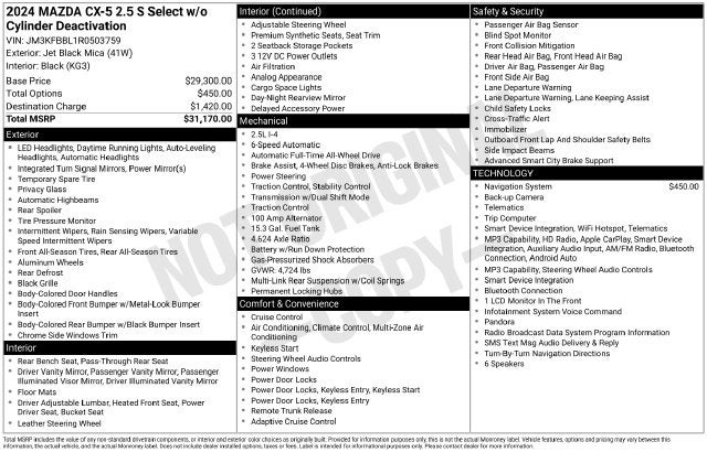 2024 Mazda Mazda CX-5 2.5 S Select Package