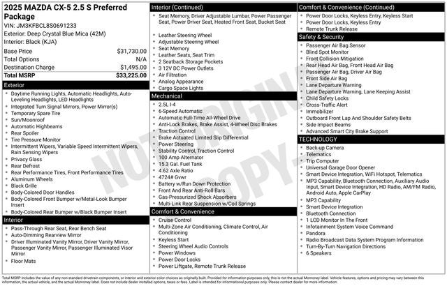 2025 Mazda Mazda CX-5 2.5 S Preferred Package
