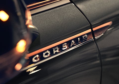 The stylish chrome badge reading “CORSAIR” is shown on the exterior of the vehicle. | Mark McLarty Lincoln in North Little Rock AR