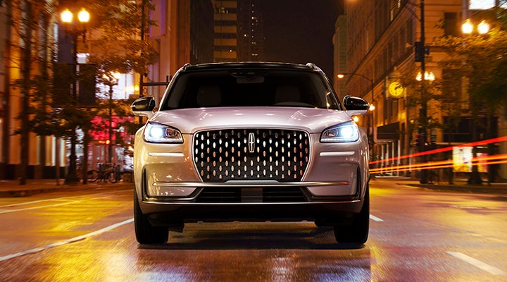 The striking grille of a 2024 Lincoln Corsair® SUV is shown. | Mark McLarty Lincoln in North Little Rock AR