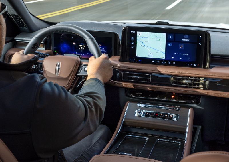 A person is driving a 2025 Lincoln Aviator® SUV from inside the cabin. | Mark McLarty Lincoln in North Little Rock AR