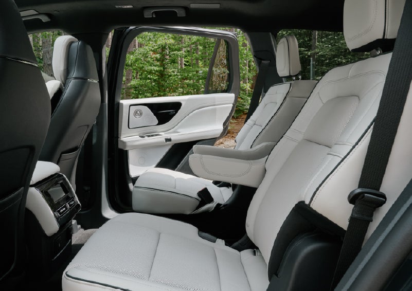 A side view of the second row with captain’s chairs in a 2027 Lincoln Aviator® Black Label™ SUV. | McLarty Lincoln in North Little Rock AR